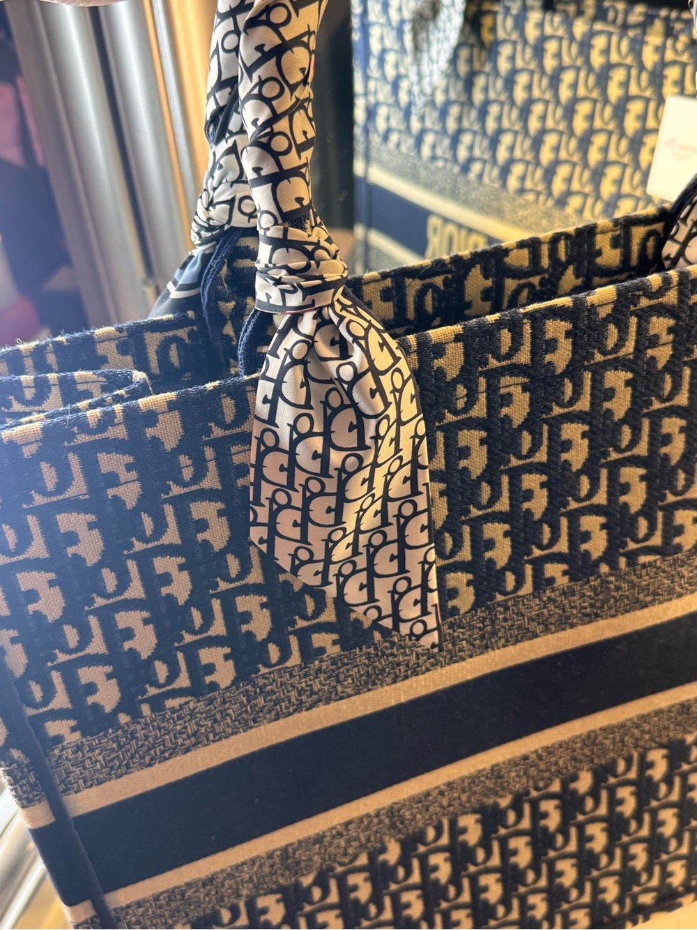 Navy & Beige Book Tote Bag - Picture 8 of 11